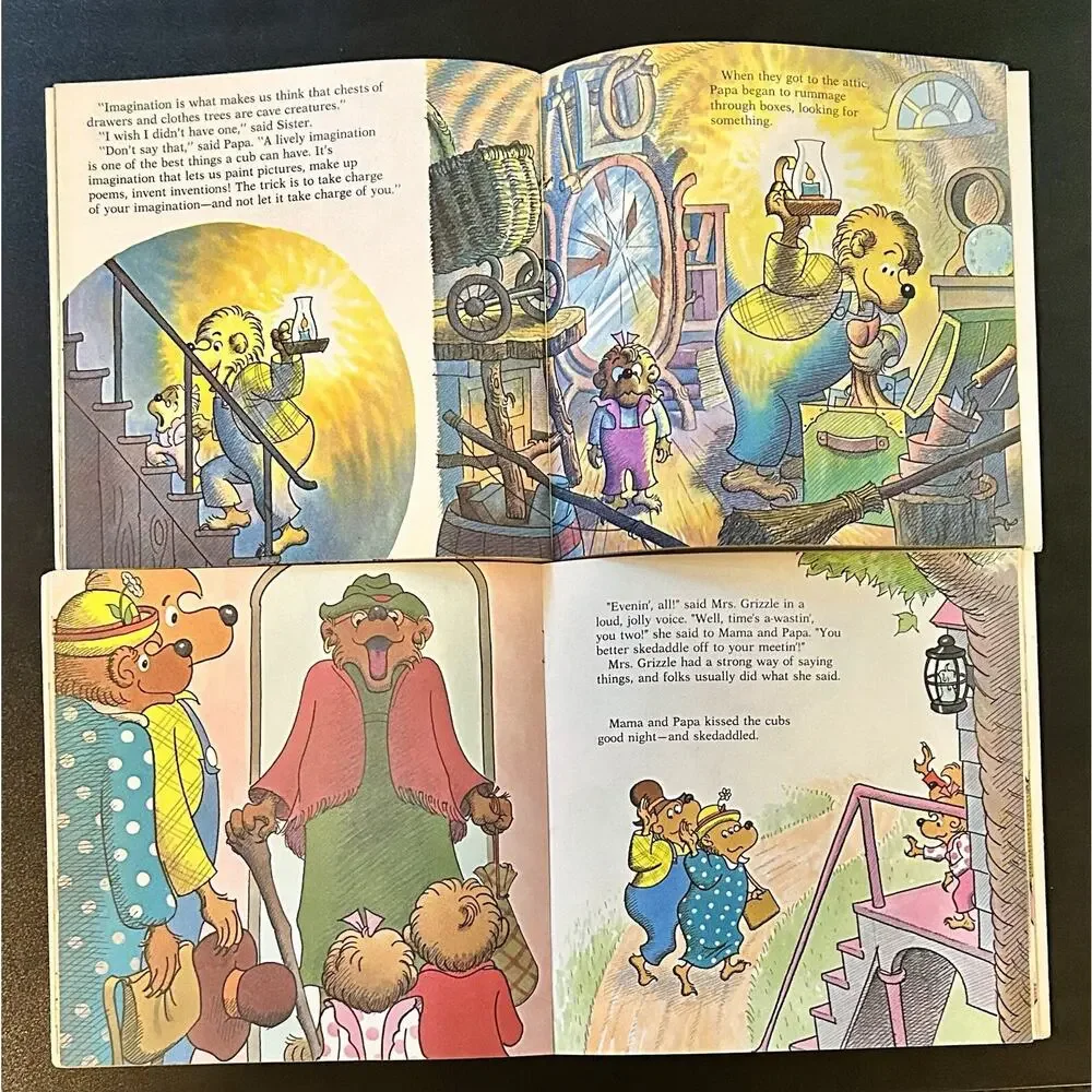 Vintage 1981 & 1982- The Berenstain Bears Book Lot - In The Dark & Sitter